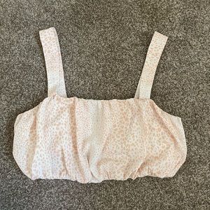 bubble crop top with and pink and white cheetah print design